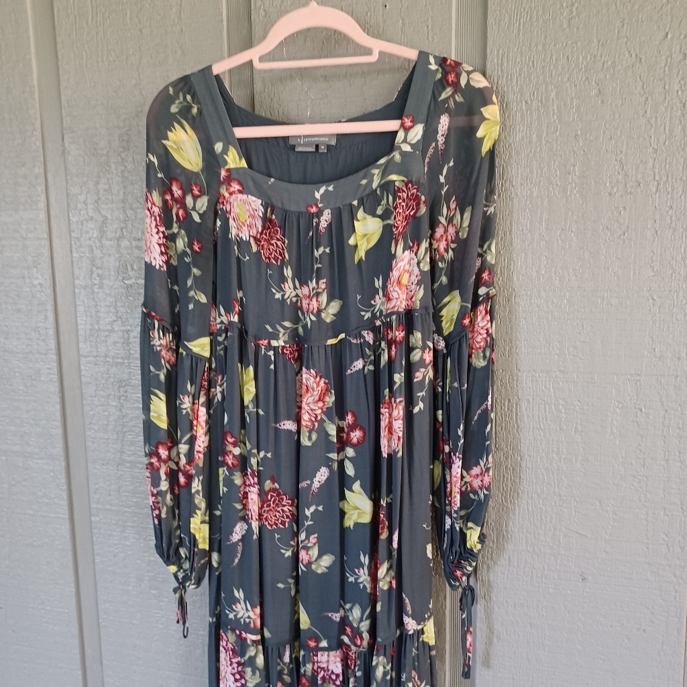 Anthropologie Evelin Floral Maxi Size XS Women Tiered Peasant Boho Long Sleeve - Picture 8 of 13